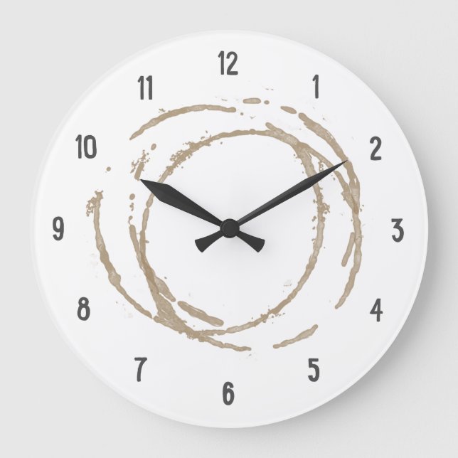 Coffee Time coffee stains kitchen Large Clock (Front)