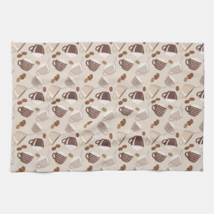 Coffee Time Cups Brown Grains Caffeine Lover Drink Kitchen Towel