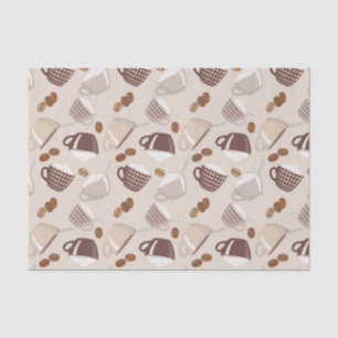 Coffee Time Cups Brown Grains Caffeine Lover Drink Tissue Paper