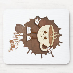 **Coffee Time – Cute Smiling Cup Steam  Mouse Pad