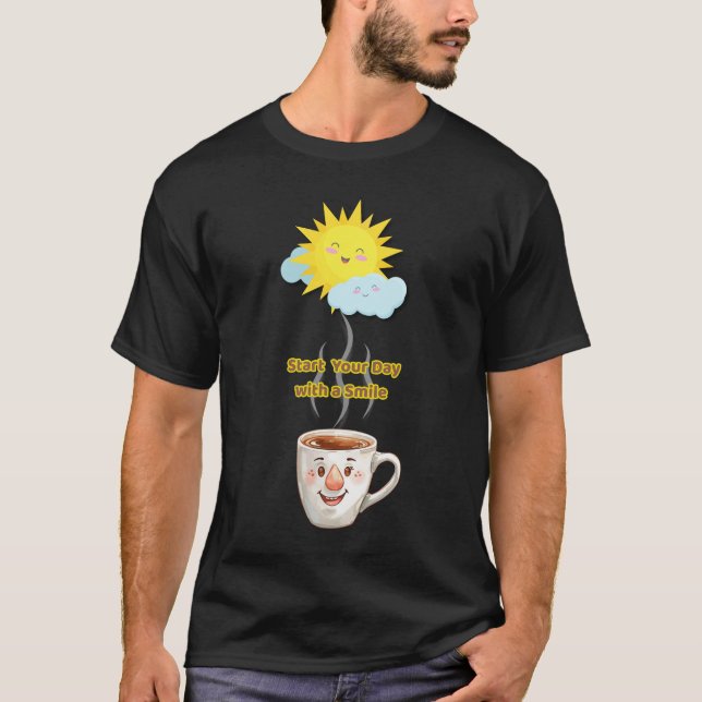 Coffee Time – Cute Smiling Cup T-Shirt (Front)