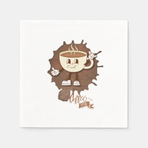 Coffee Time – Cute Smiling Cup with Heart Steam & Napkin