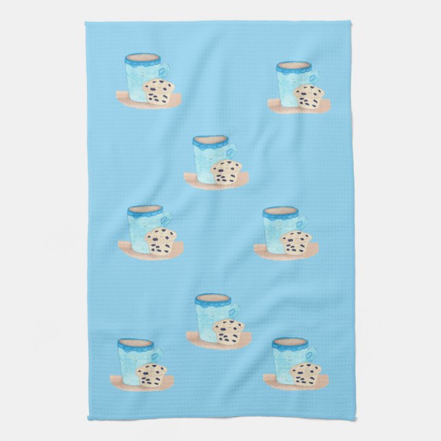 Coffee Time Friends Blue Edition Kitchen Towel (Vertical)