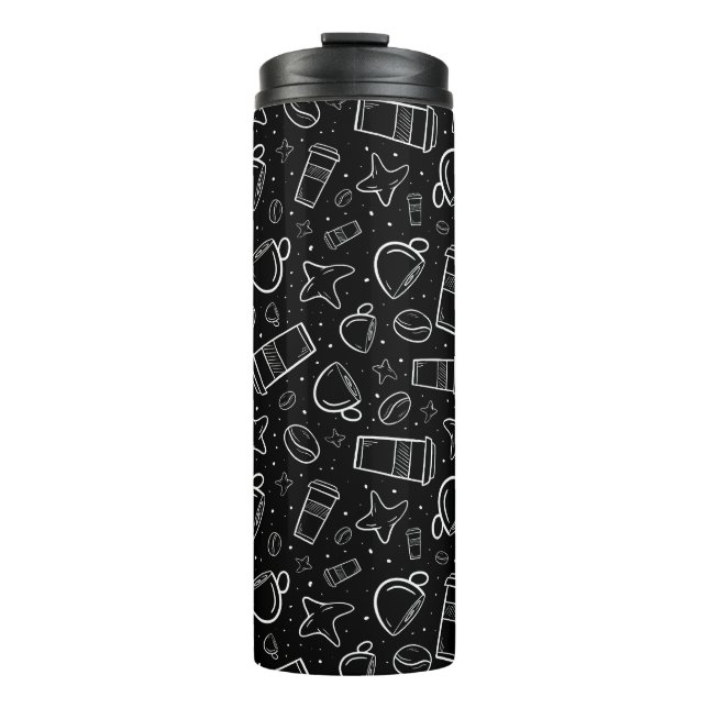 Coffee time in black and white thermal tumbler (Front)