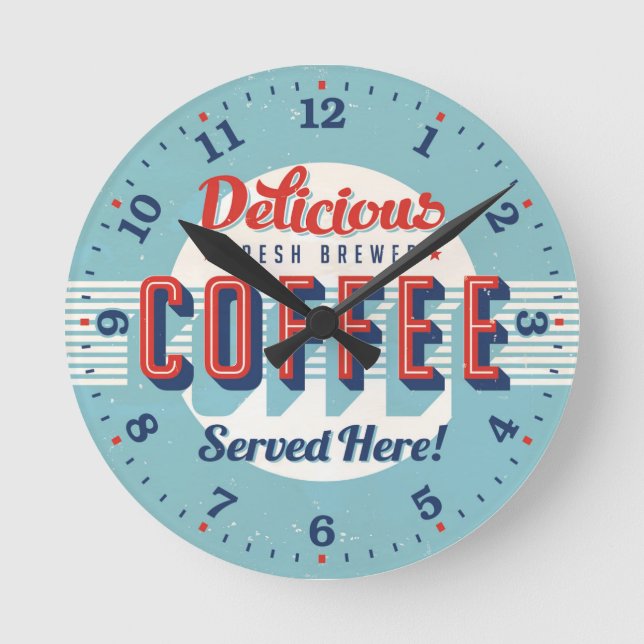 Coffee Time Reto-Style Decorative Wall Clock (Front)