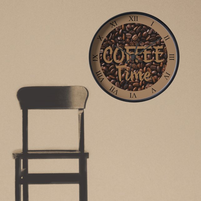 Coffee Time Roasted Beans Brown Large Clock (Creator Uploaded)
