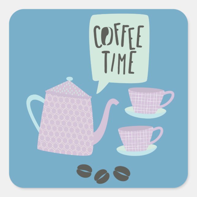 Coffee Time Square Sticker (Front)
