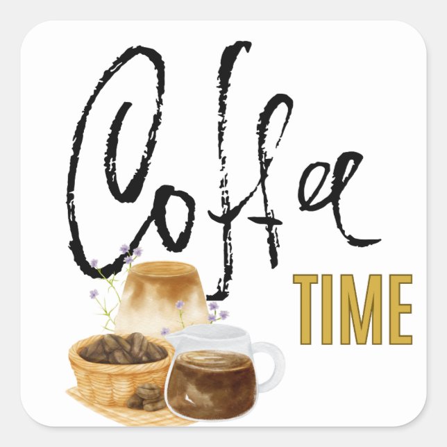 coffee time  square sticker (Front)