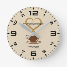 Coffee Time Wall Clock Round (Medium)