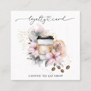 *~* Coffee To Go Espresso QR Rewards Floral Loyalty Card