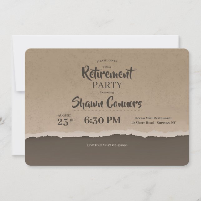 Coffee Torn Edges Retirement Party Invitation (Front)