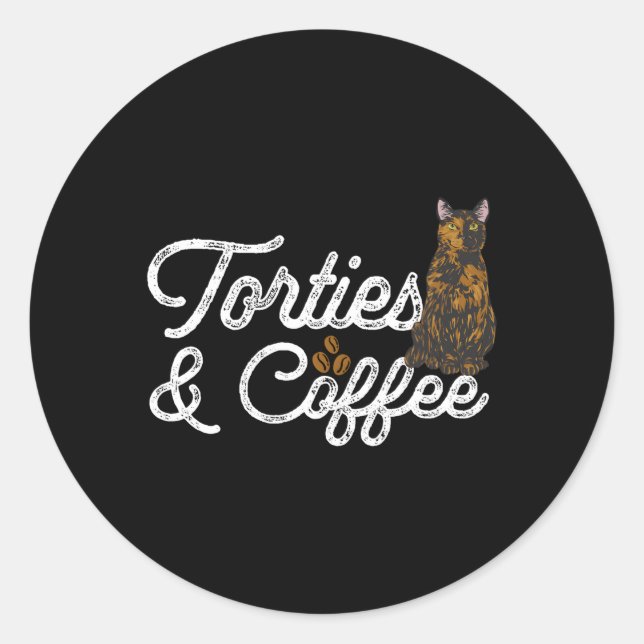Coffee Tortoiseshell Cat Tortie Classic Round Sticker (Front)