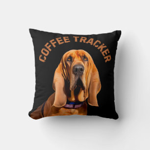 Coffee Tracker Hound Dog Throw Pillow