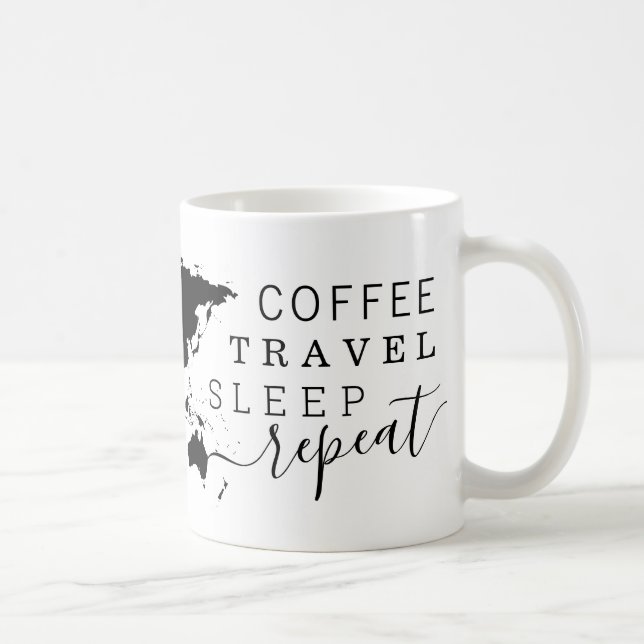 Coffee Travel Sleep Repeat Frequent Traveller Coffee Mug (Right)