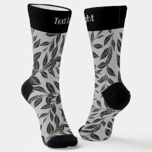 Coffee Tree Leaves Black Pattern Socks