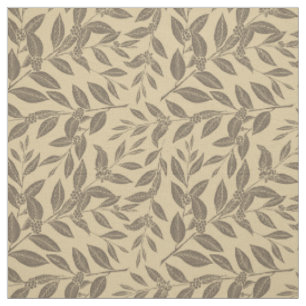 Coffee Tree Leaves Brown Pattern Fabric