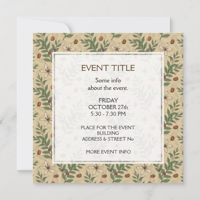 Coffee Tree Pattern Invitation (Back)