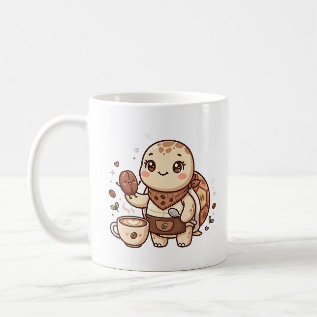 Coffee Turtle Bean Spoon Mug Illustration (Left)