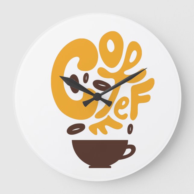 Coffee Typography for coffee lover Large Clock (Front)