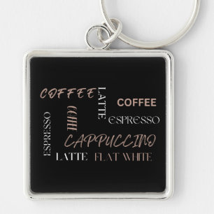 Coffee Typography Modern Barista Style Coffee Gift Keychain