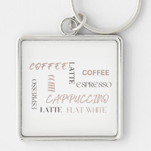 Coffee Typography Modern Café Style Coffee Lover Keychain