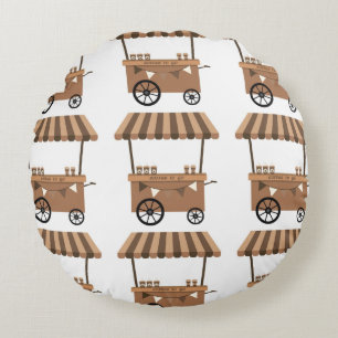 "Coffee Vendor" Round Pillow