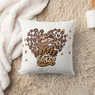 Coffee Vibes Design Throw Pillow