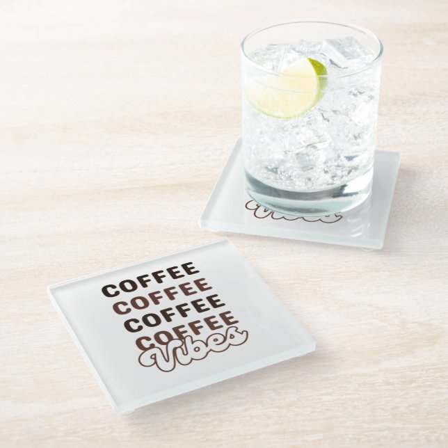 Coffee Vibes  Glass Coaster (Angled)