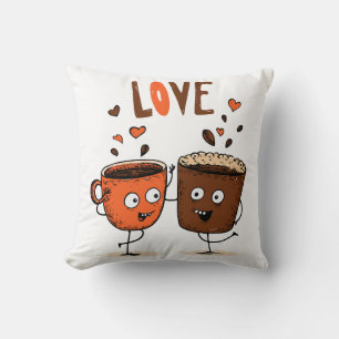 Coffee Vibes Minimalist Latte Art Throw Pillow