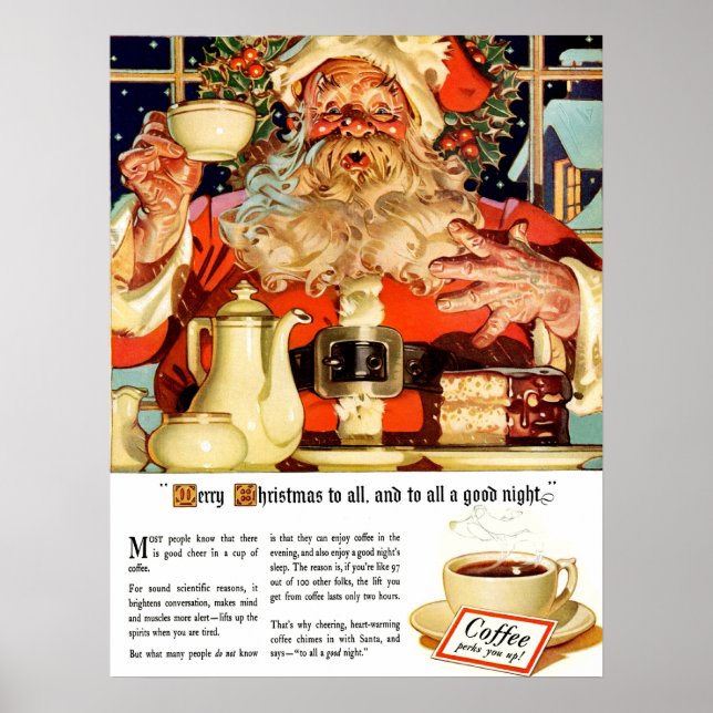 "COFFEE W SANTA" ADVERTISEMENT CUSTOM POSTER (Front)
