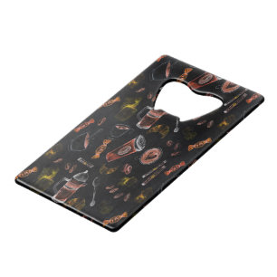 coffee watercolor background credit card bottle opener