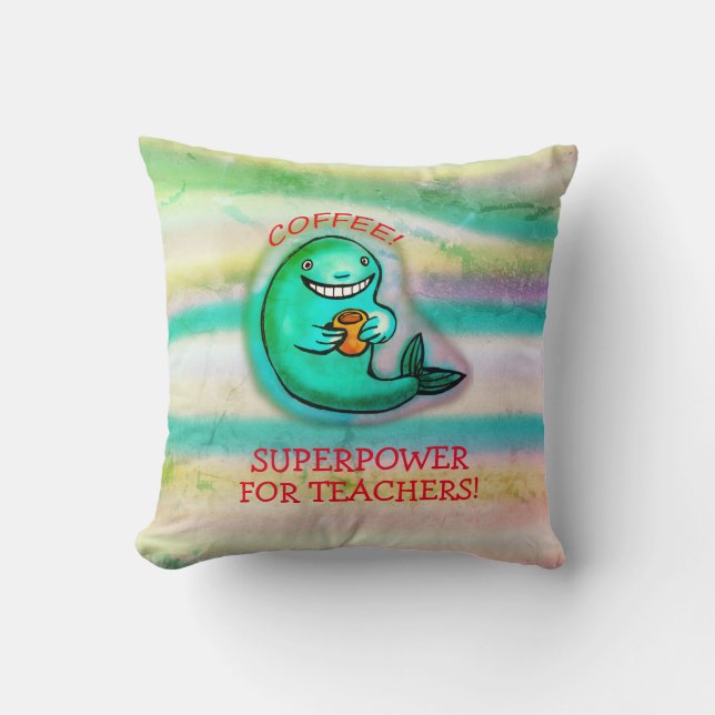 Coffee whale Throw Pillow (Front)