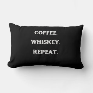 Coffee Whiskey Repeat Lumbar Pillow