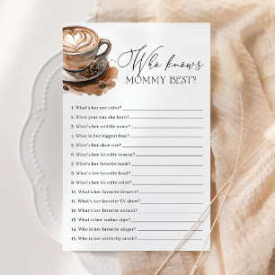 Coffee Who Knows Mommy Best Baby Shower Game Card