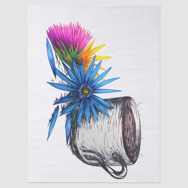 Coffee & Wildflowers Tissue Paper (Front)