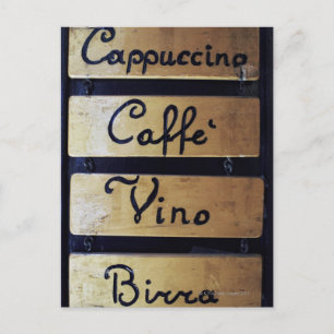 Coffee, Wine and Beer sign, Venice, Italy Postcard