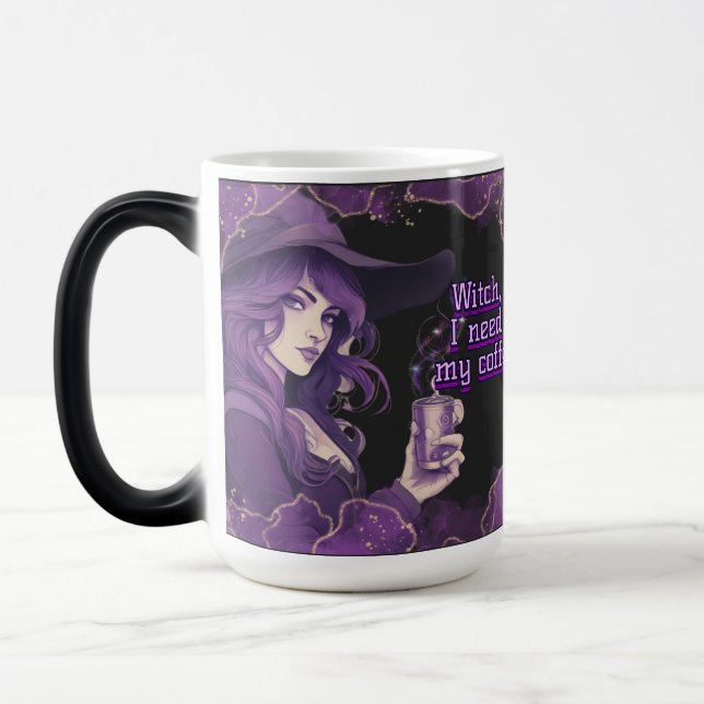 Coffee Witch on Black Magic Mug (Left)