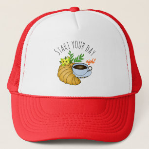 Coffee with croissant  trucker hat