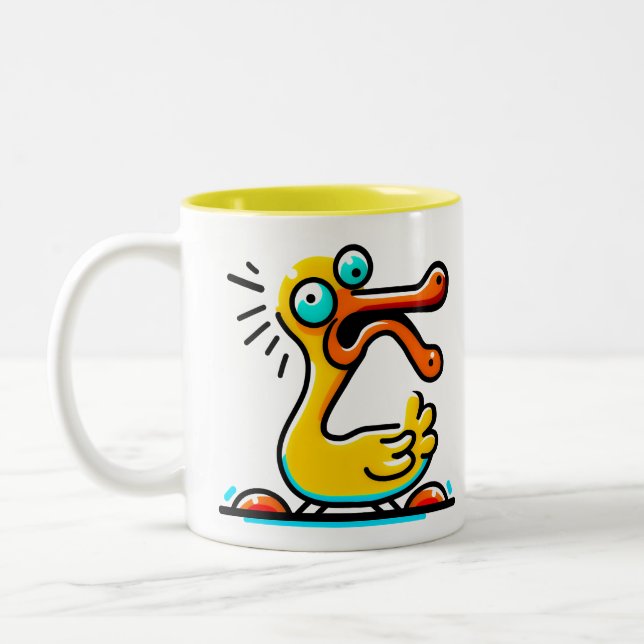 coffee with duck Two-Tone coffee mug (Left)