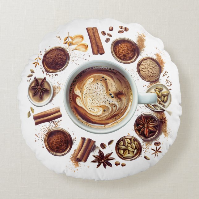  Coffee With Spices Sublimation Throw Pillow (Front)