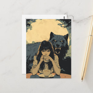 Coffee With the Wolf Postcard