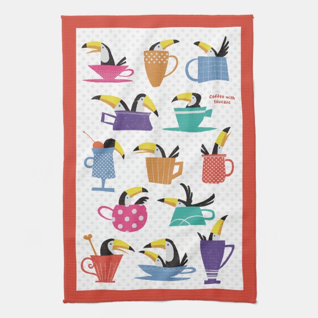 Coffee with Toucans Kitchen Towel (Vertical)