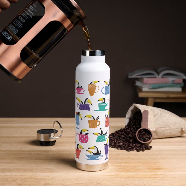Coffee with Toucans Water Bottle (Coffee (Rotated))