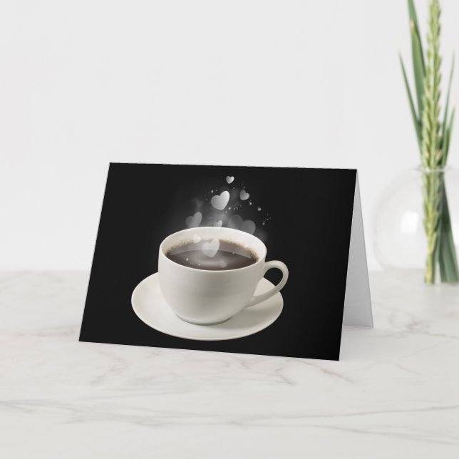 Coffee with Valentine Hearts  Holiday Card (Front)