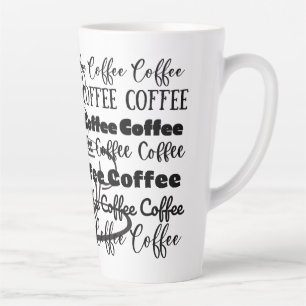 Coffee Word Art Design Latte Mug