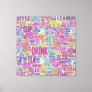 Coffee Word Cloud Text Pattern Tea Cup Canvas Print