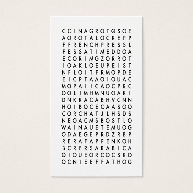 coffee word search puzzle (Front)