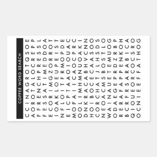 coffee word search puzzle sticker