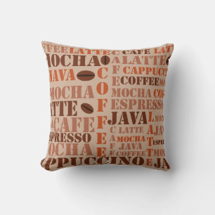 Coffee Words and Beans Pillow