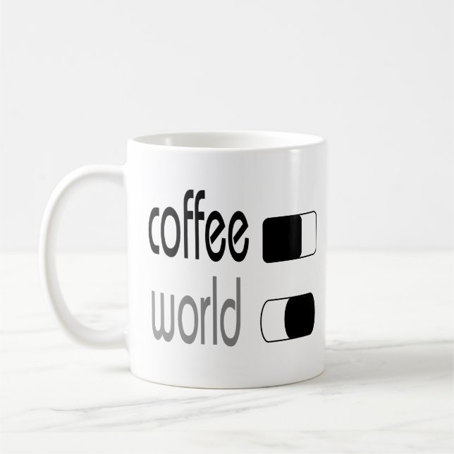 Coffee World With Funny On Off Switch Button Coffee Mug (Left)